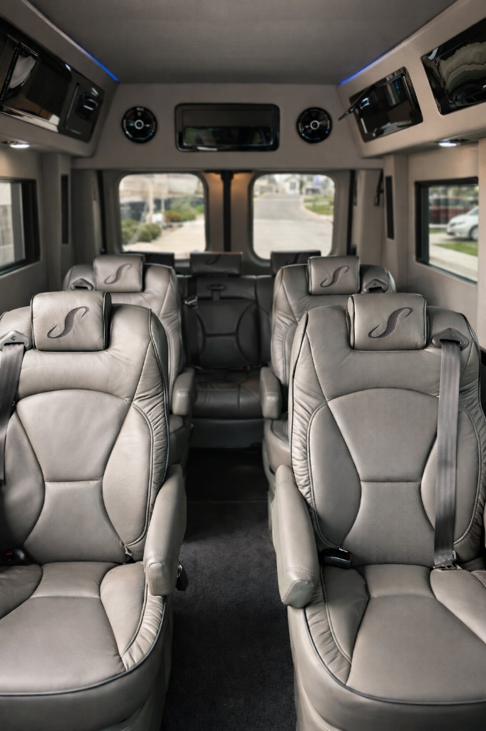7-passenger executive configuration with leather captain's chairs